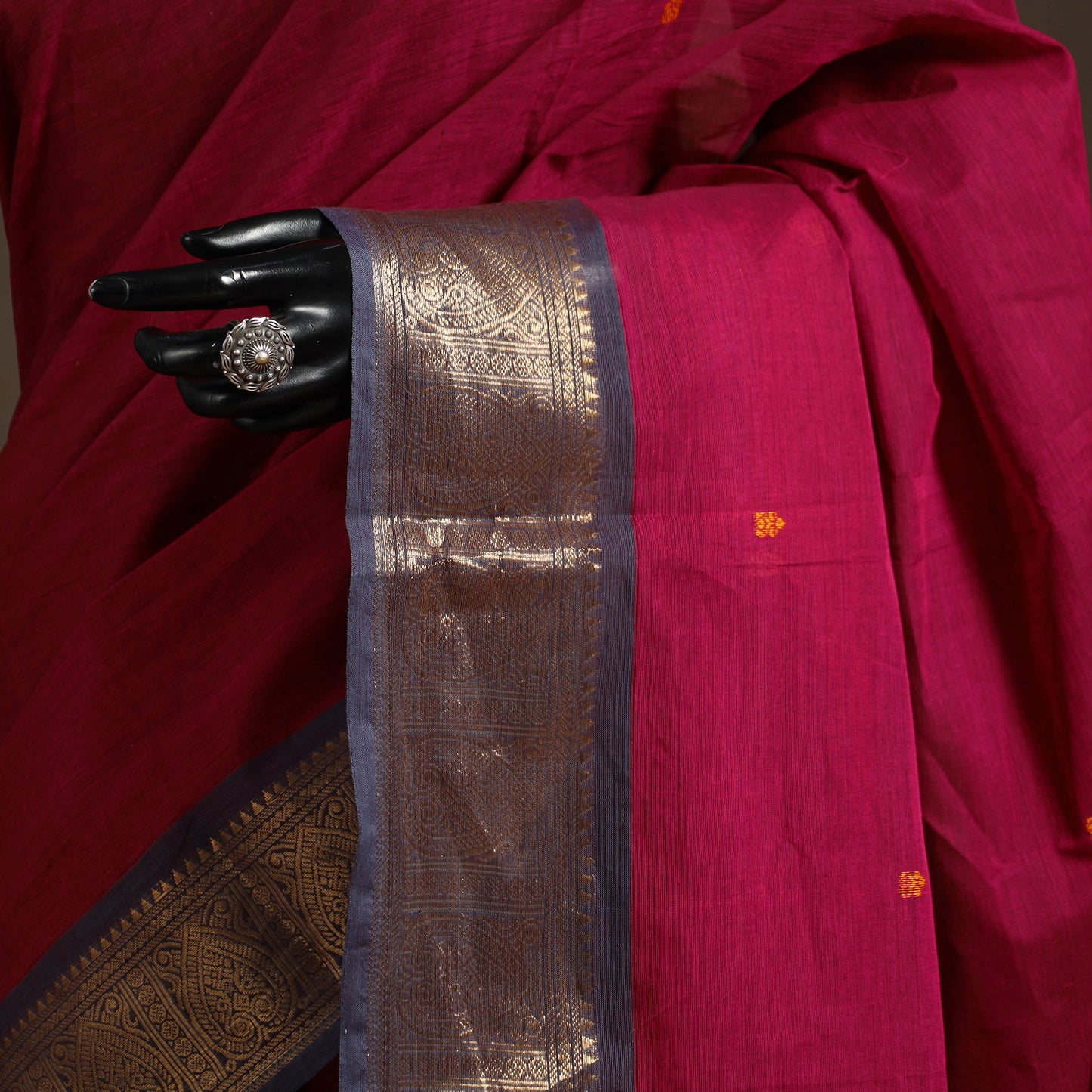 Red - kandangi buti chettinad cotton saree with border 57