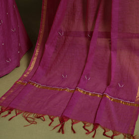 Hand Embroidery 2pc Mul Chanderi Chikankari Dress Material