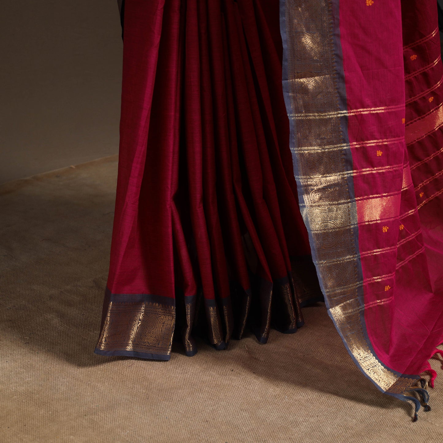 Red - kandangi buti chettinad cotton saree with border 57