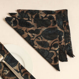  Set of 4 - Brown Bagru Block Printed Cotton Table Napkins