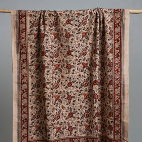 Beige - Handloom Cotton Natural Dyed Block Print Pedana Kalamkari Towel 25