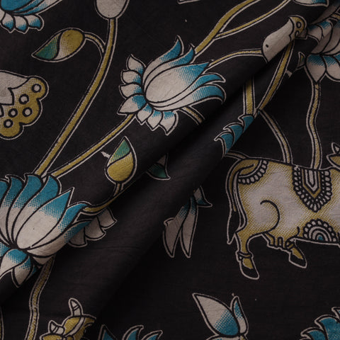 Black - Kalamkari Printed Cotton Fabric 10