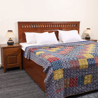 Ajrakh Patchwork Tagai Kantha Bed Cover