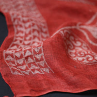 Maroon - Bindaas Block Printed Natural Dyed Linen Handloom Stole 14