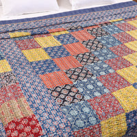 Ajrakh Patchwork Tagai Kantha Bed Cover