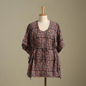 Black Bagh Block Print Cotton Kaftan (Short)