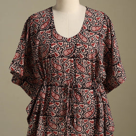 Black Bagh Block Print Cotton Kaftan (Short)