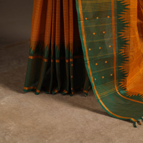 Orange - kandangi buti chettinad cotton saree with border