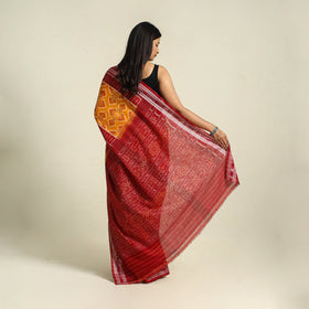 Orange - ikat handloom cotton sambalpuri saree 10