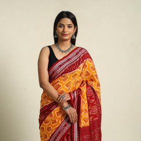 Orange - ikat handloom cotton sambalpuri saree 10