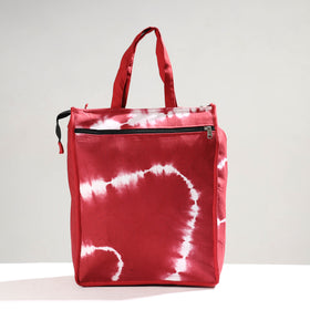 Red Handmade Shibori Tie-Dye Cotton Shopping Bag