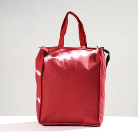 Red Handmade Shibori Tie-Dye Cotton Shopping Bag