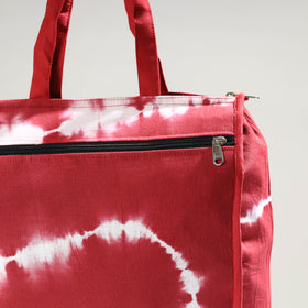 Red Handmade Shibori Tie-Dye Cotton Shopping Bag