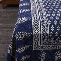 Pure Cotton Double Indigo Bagru Print Bed Cover Set 08