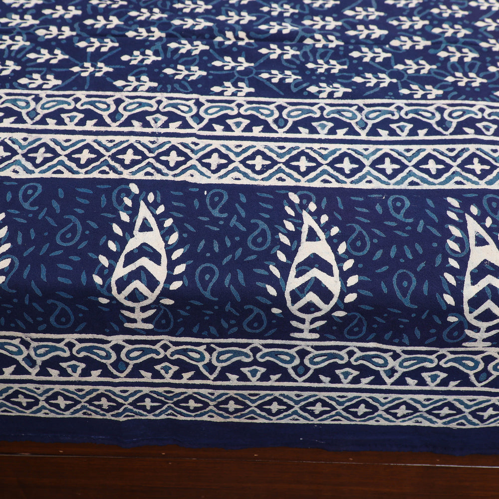 Pure Cotton Double Indigo Bagru Print Bed Cover Set 08