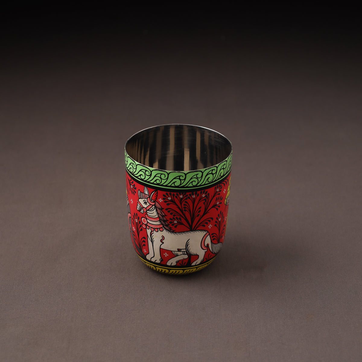 Odisha Pattachitra Handpainted Stainless Steel Glass 15