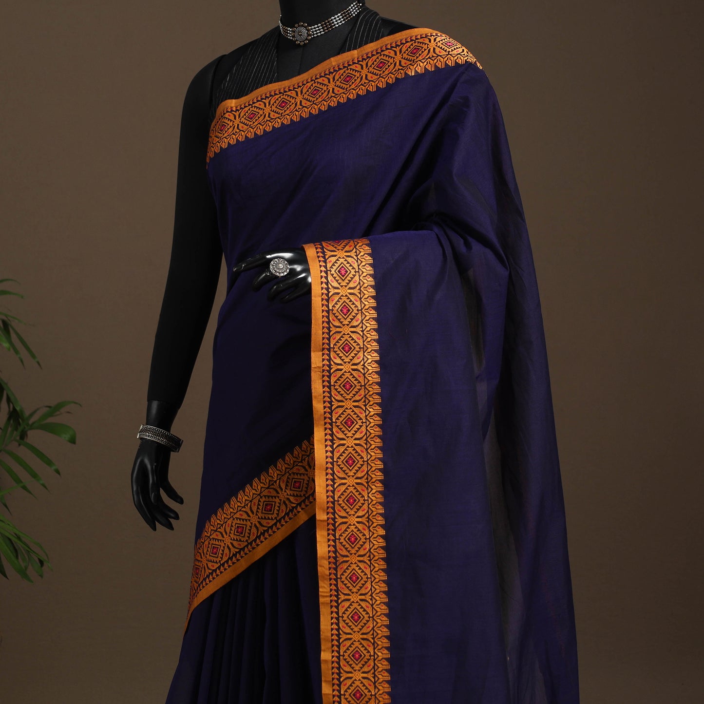 Blue - kandangi chettinad cotton saree with border 63