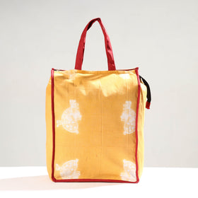 Orange Handmade Shibori Tie-Dye Cotton Shopping Bag