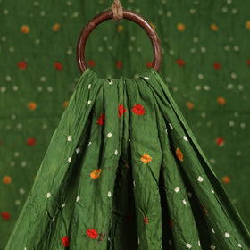 Green - Kutch Tie-Dye Cotton Bandhani Fabric 03