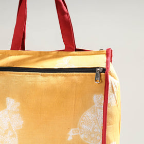 Orange Handmade Shibori Tie-Dye Cotton Shopping Bag