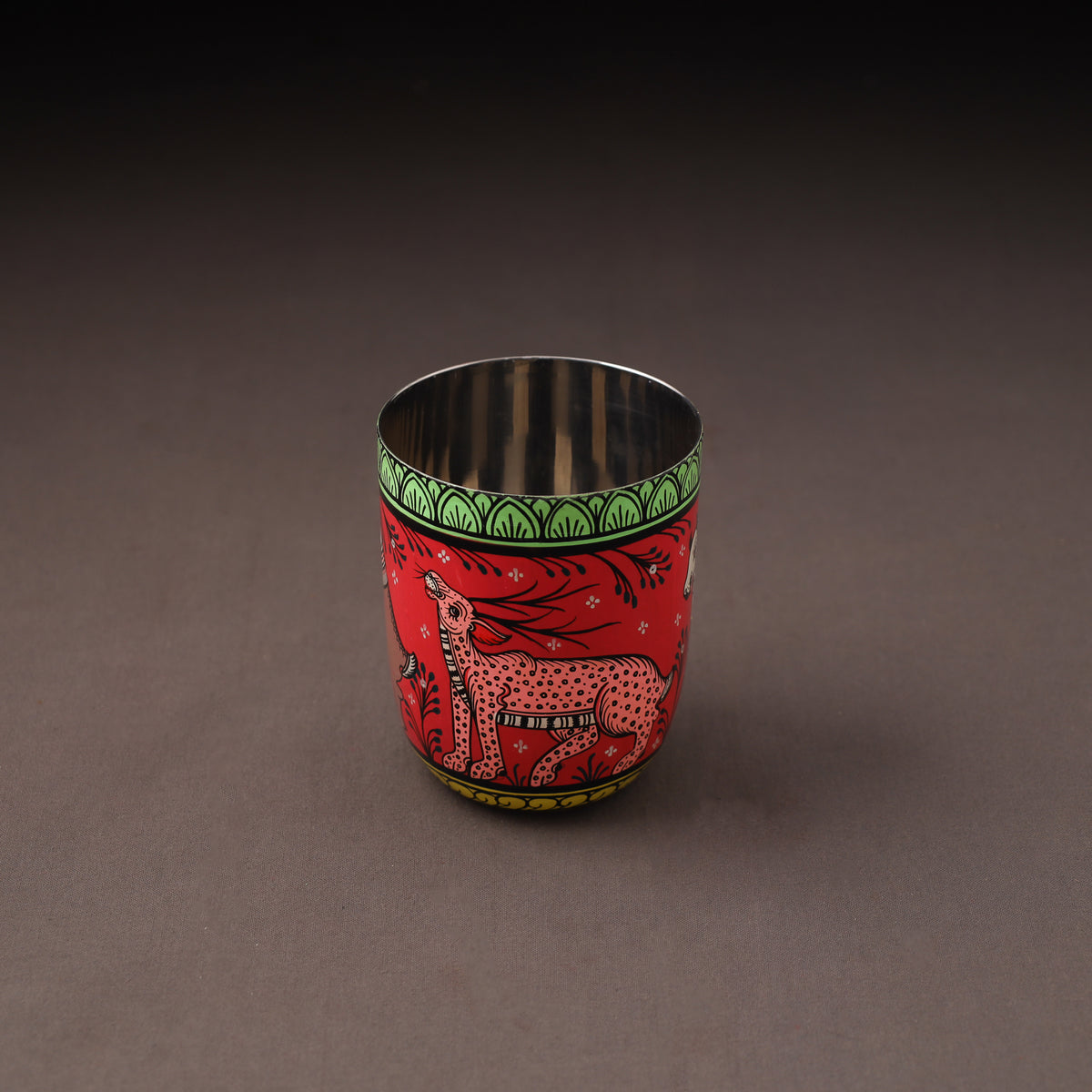 Odisha Pattachitra Handpainted Stainless Steel Glass 17