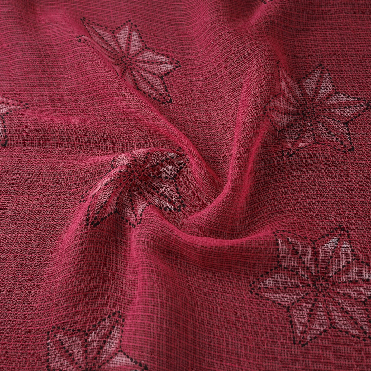 Pink - Akola Hand Block Print Kota Doria Cotton Fabric 07