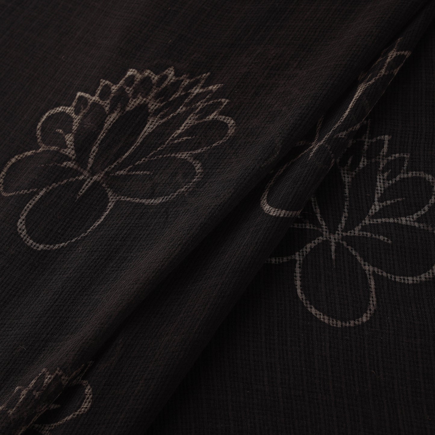 Brown - Akola Hand Block Print Kota Doria Cotton Fabric 02