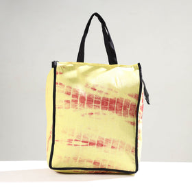 Yellow Handmade Shibori Tie-Dye Cotton Shopping Bag