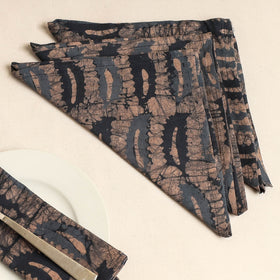  Brown Set of 4 - Hand Batik Printed Cotton Table Napkins