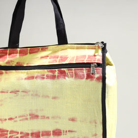 Yellow Handmade Shibori Tie-Dye Cotton Shopping Bag