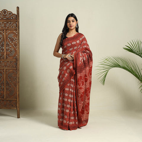 Bindaas Art Natural Dyed Cotton Block Print Saree 35