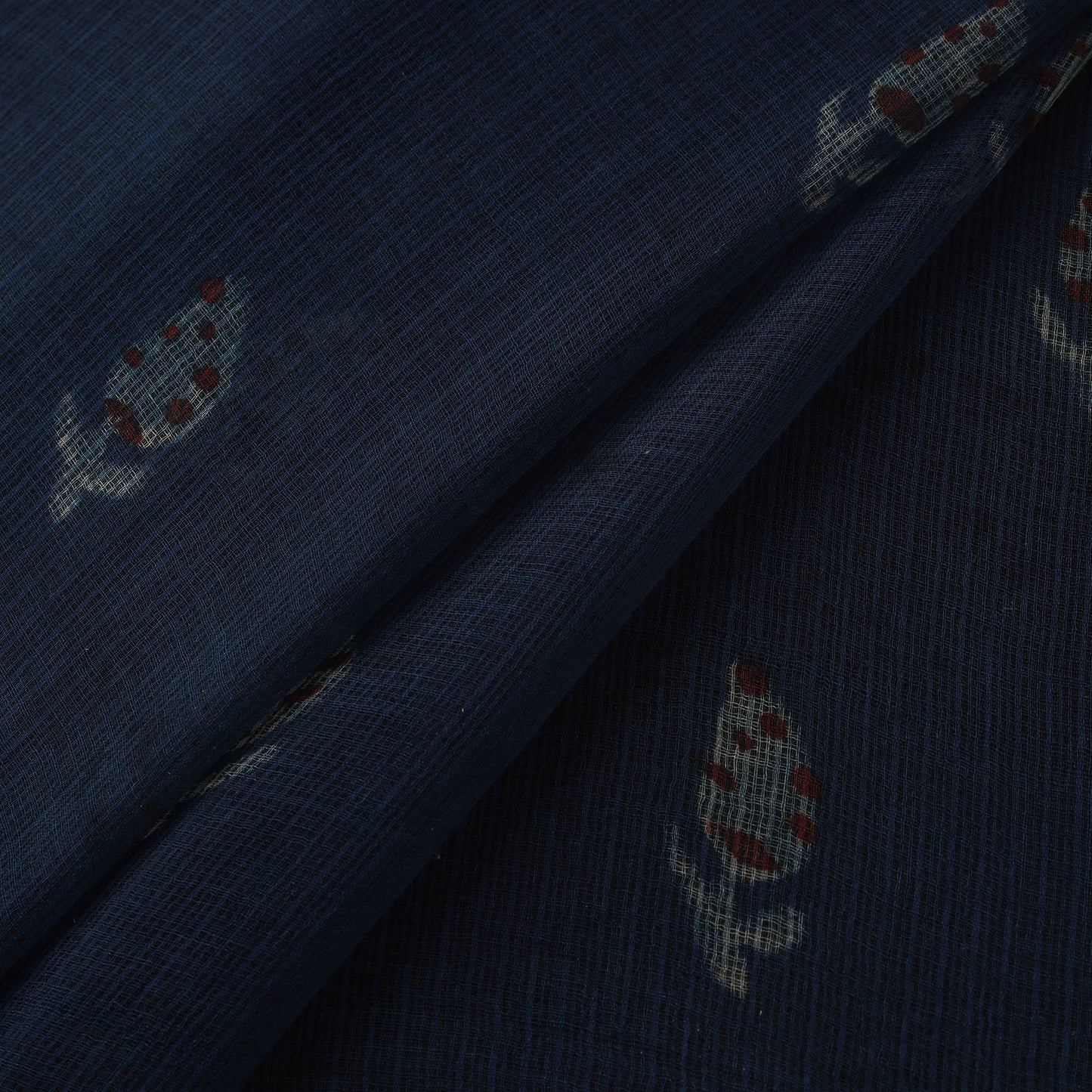 Blue - Akola Hand Block Print Kota Doria Cotton Fabric 03