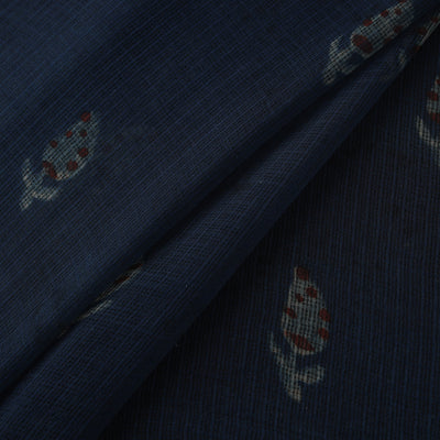 Blue - Akola Hand Block Print Kota Doria Cotton Fabric 03