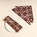 Set of 4 - Brown Hand Batik Printed Cotton Table Napkins