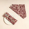 Set of 4 - Maroon Hand Batik Printed Cotton Table Napkins