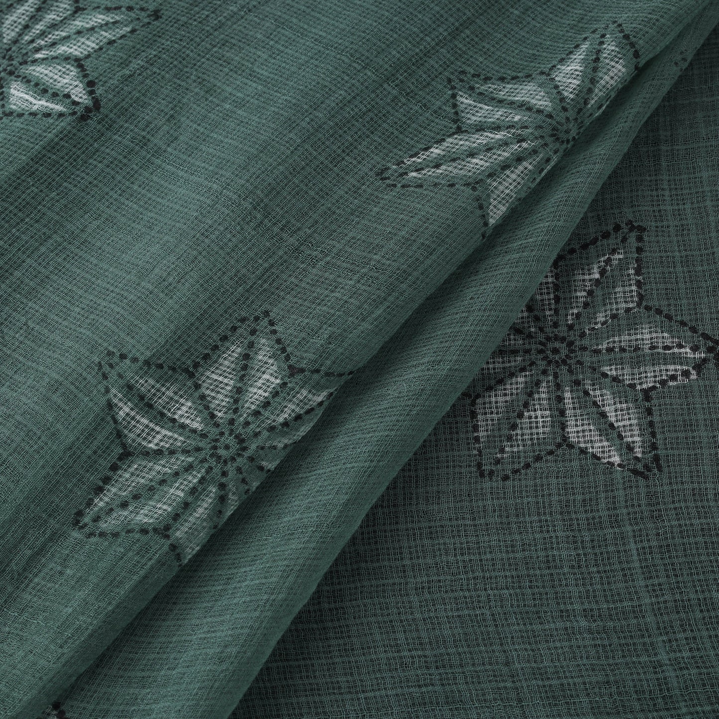 Green - Akola Hand Block Print Kota Doria Cotton Fabric 04