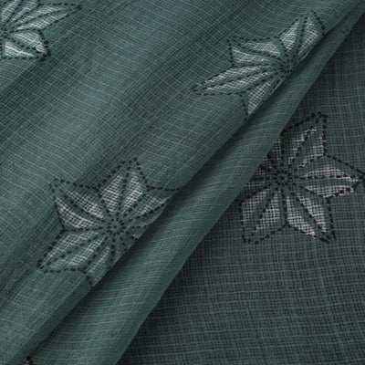 Green - Akola Hand Block Print Kota Doria Cotton Fabric 04