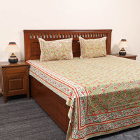 Green - Pure Cotton Double Sanganeri Print Bed Cover Set 11