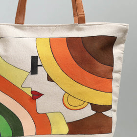  Modern Art - Handpainted Canvas Cotton Shoulder Bag Online at iTokri.com 