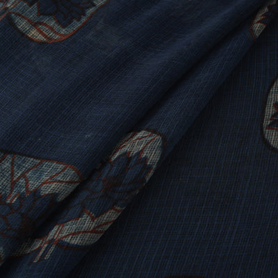 Blue - Akola Hand Block Print Kota Doria Cotton Fabric 05