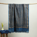 Blue - Pipad Block Printed Cotton Handloom Towel 23