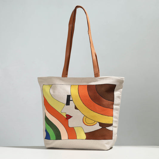 Modern Art - Handpainted Canvas Cotton Shoulder Bag
