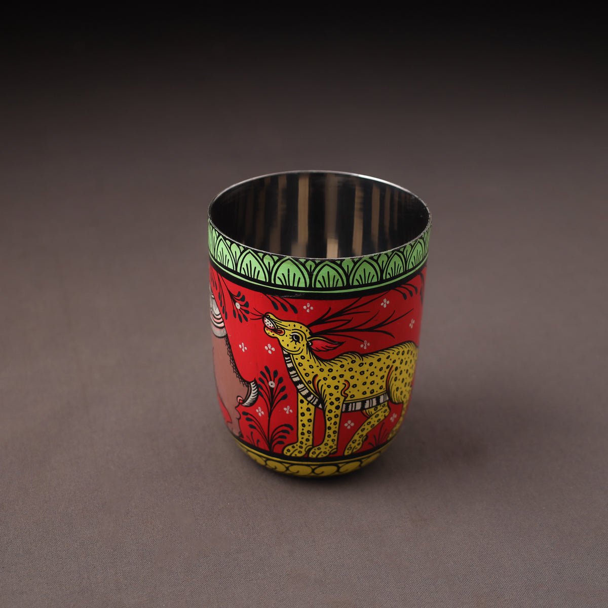 Odisha Pattachitra Handpainted Stainless Steel Glass 21