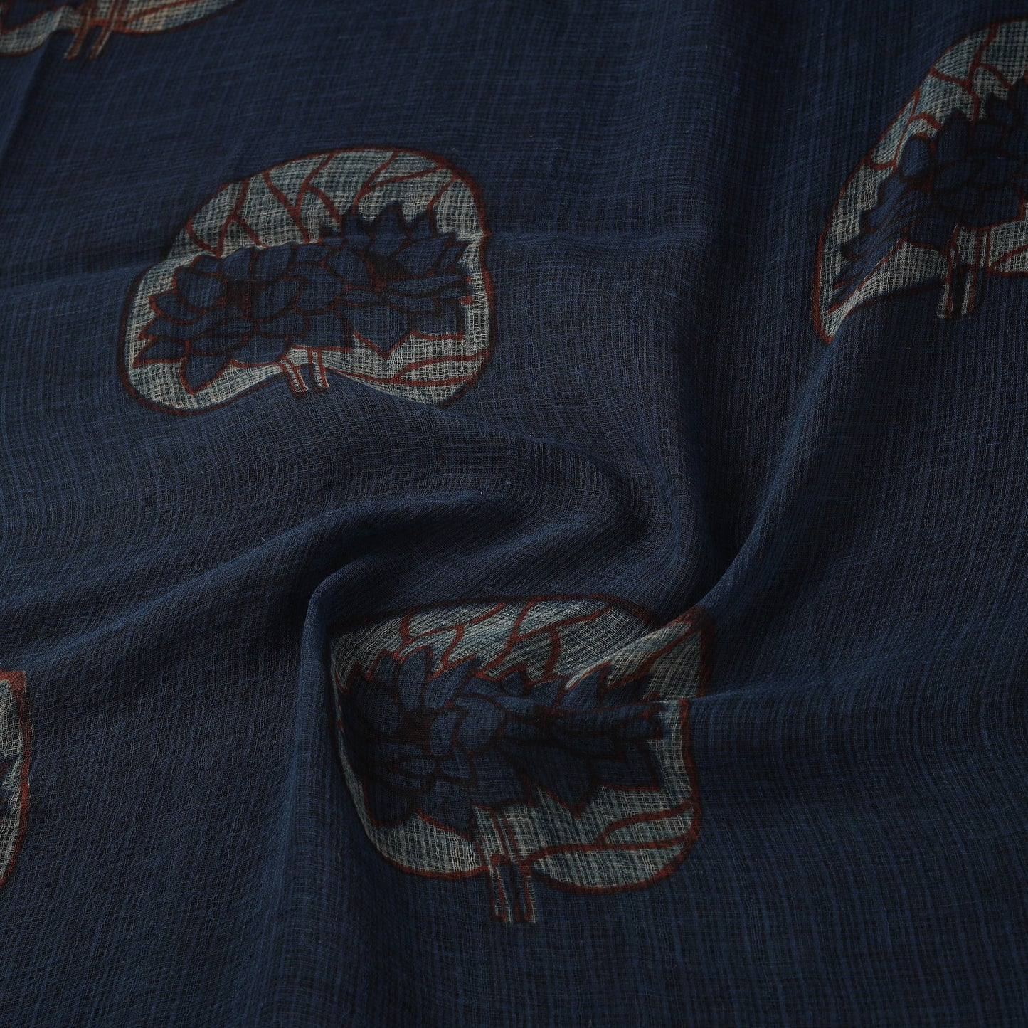Blue - Akola Hand Block Print Kota Doria Cotton Fabric 05