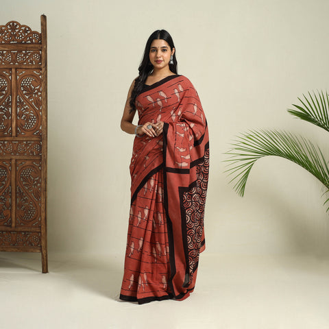 Bindaas Art Natural Dyed Cotton Block Print Saree 36