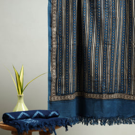 Blue - Pipad Block Printed Cotton Handloom Towel 23