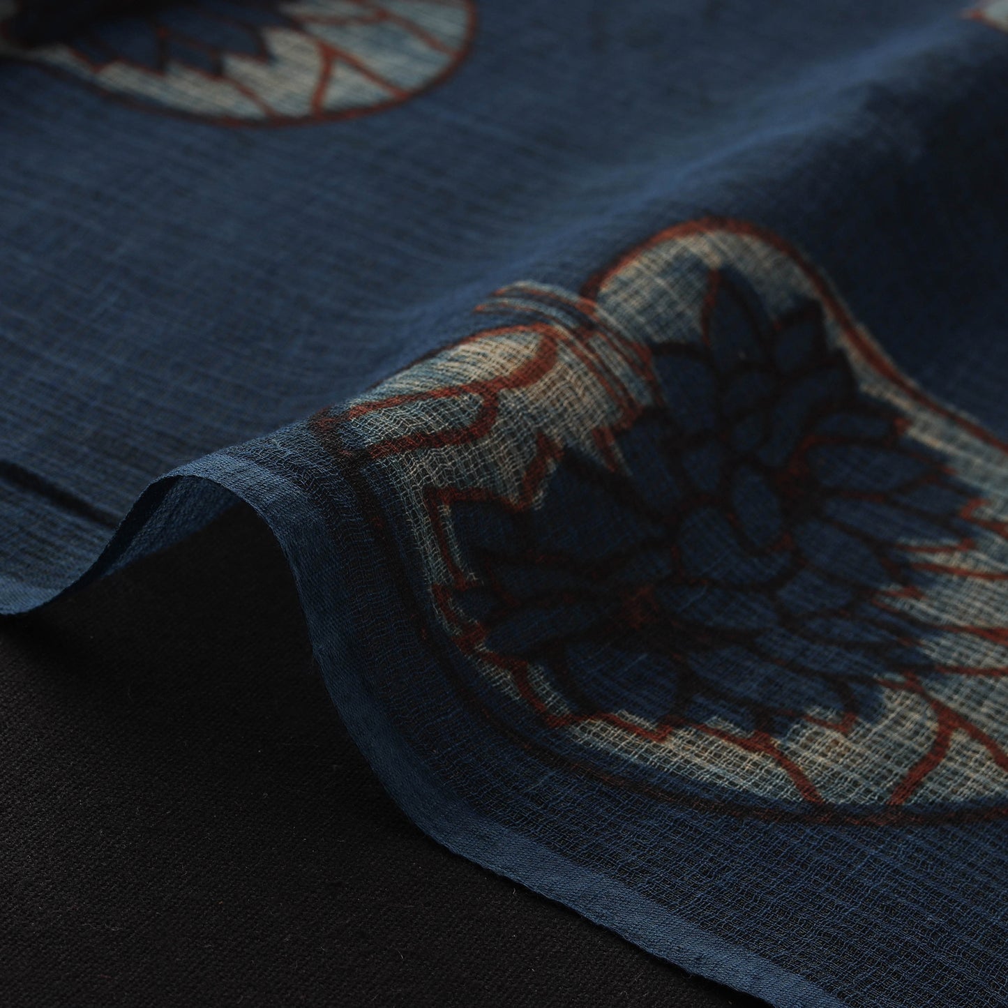 Blue - Akola Hand Block Print Kota Doria Cotton Fabric 05