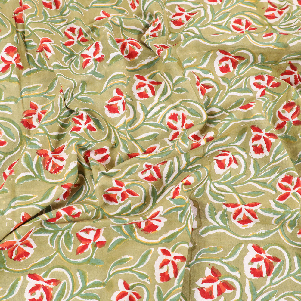 Green - Pure Cotton Double Sanganeri Print Bed Cover Set 11