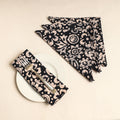  Set of 4 - Black Hand Batik Printed Cotton Table Napkins