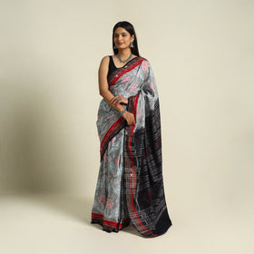 Buy Grey Ikat Handloom Cotton Sambalpuri Saree